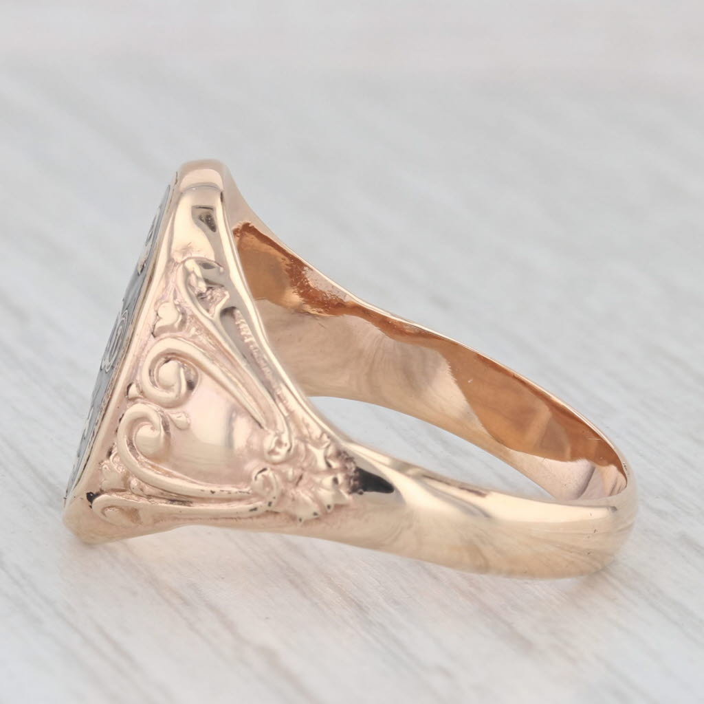 Vintage Odd Fellow Ring 10k Yellow Gold Eye FLT Rings Skull Signet Size 10