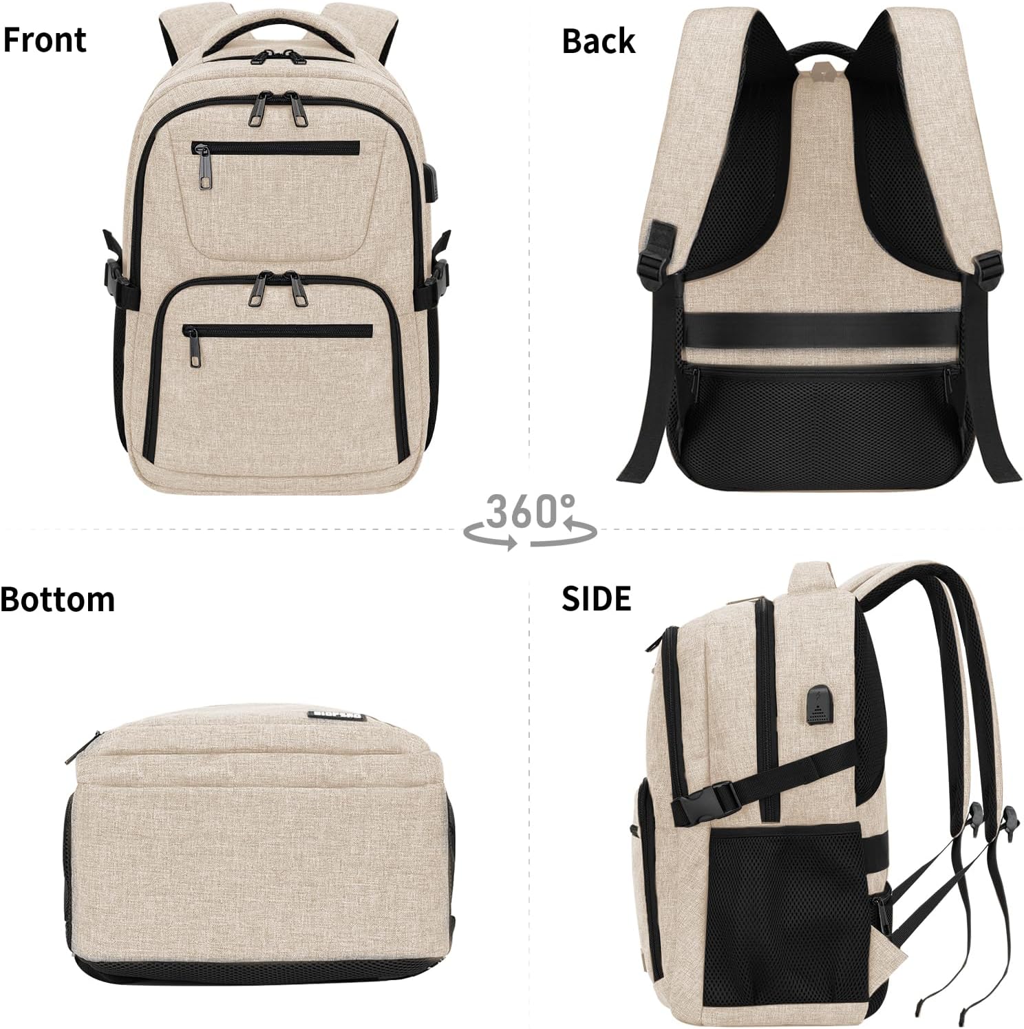 Black backpack for school, School Backpack for boys teens, Backpacks for men, College high middle school bookbag Fits15.6 Inch Laptop with USB Charging Port, Boys backpack, Book bag