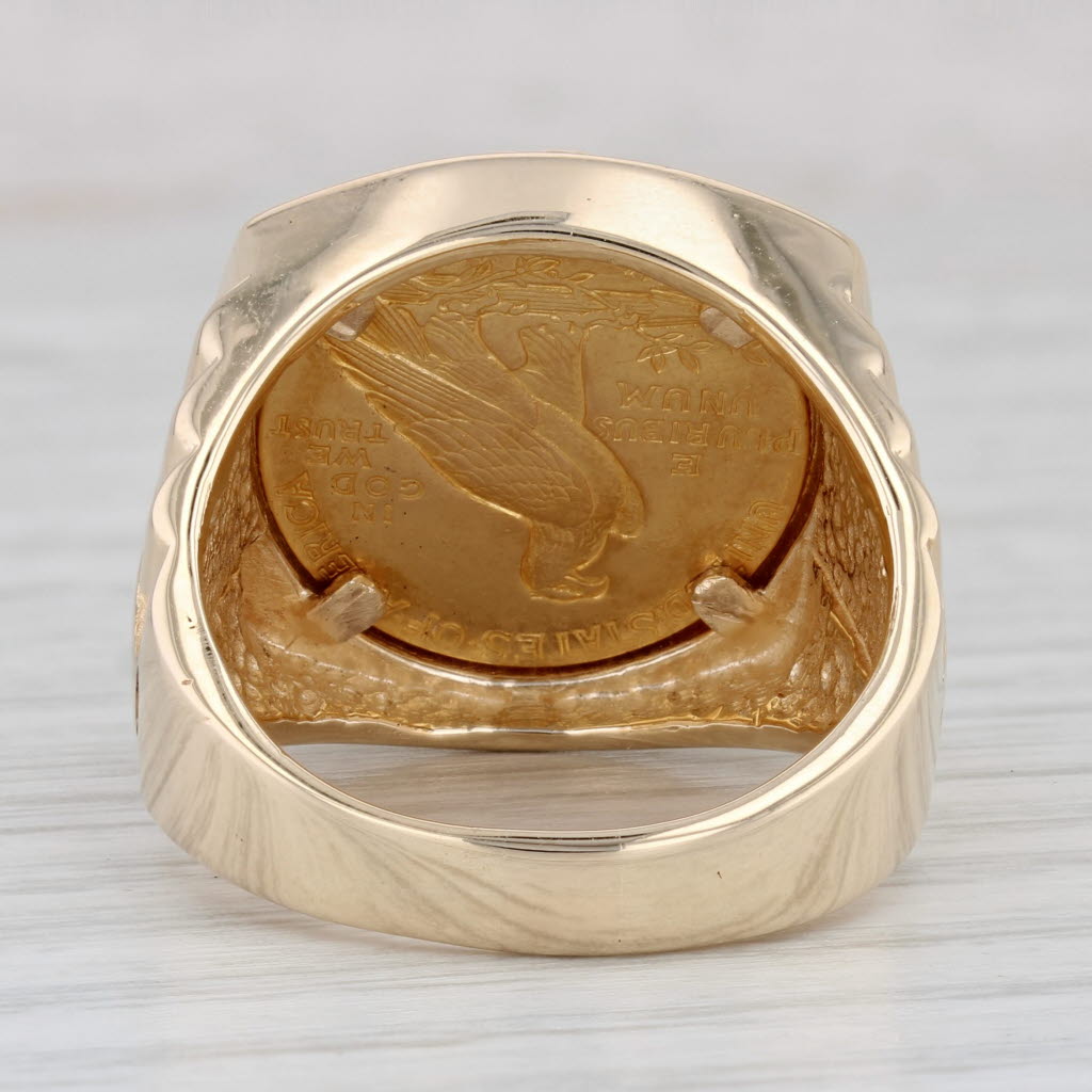 Authentic 1913 Indian Head $2.5 Gold Coin Ring 10k 900 Yellow Gold Size 11.25