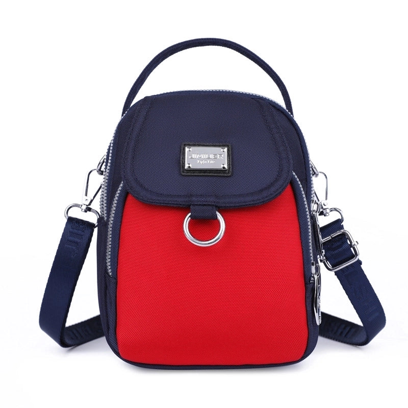 Women's Small Nylon Color Block Classic Style Semicircle Zipper Crossbody Bag
