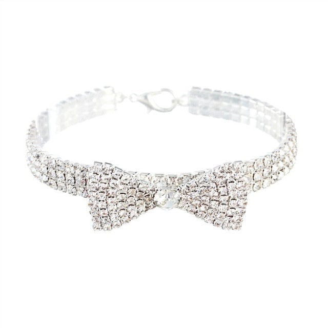 Rhinestone Bowknot Dog Cat Collar