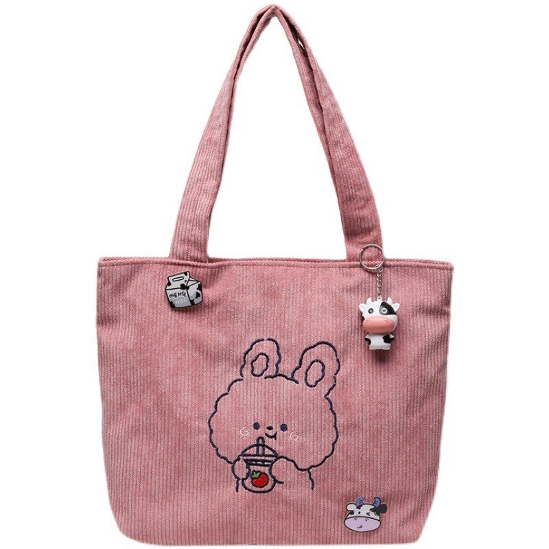 Women's Large Nylon Cartoon Bear Cute Square Open Shoulder Bag