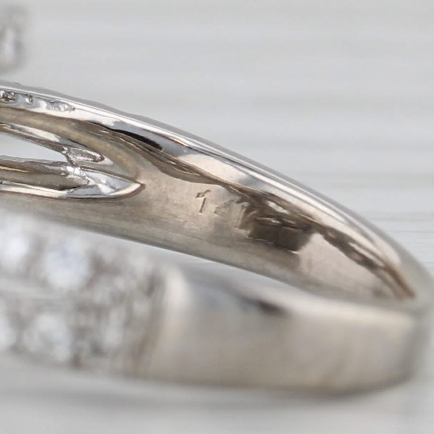 1.20ctw Leo Diamond Halo Engagement Ring Contoured Wedding Band 14k White Gold
