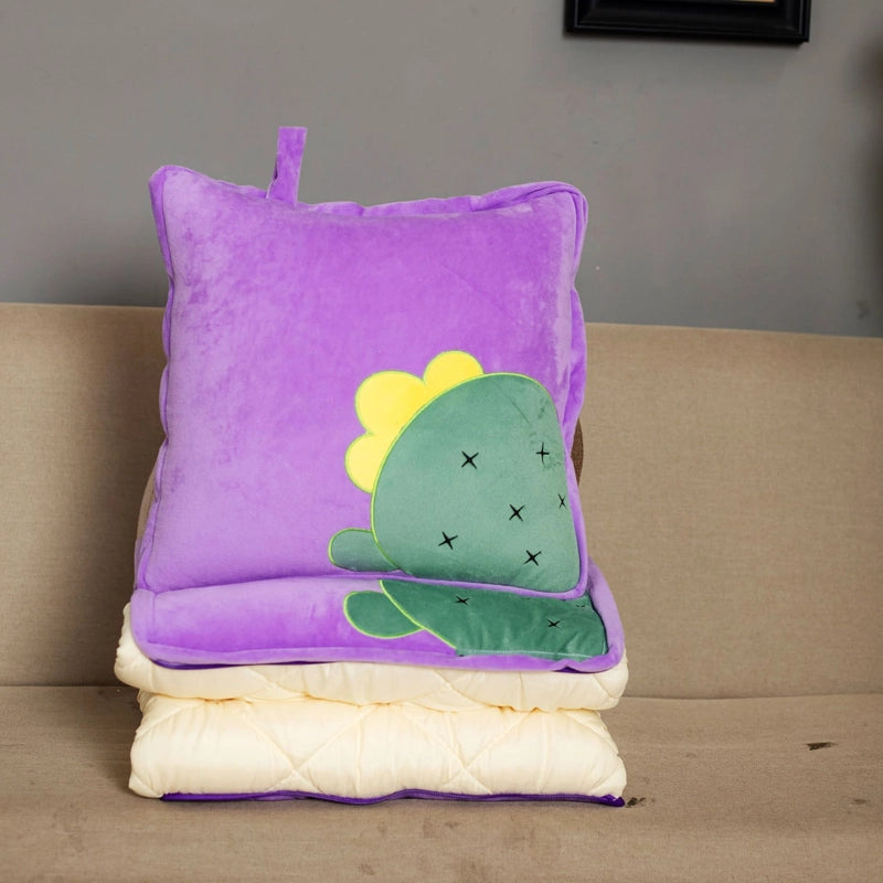 Pillow And Quilt Dual-Use Office Nap Small Pillow Car Back Seat Cushion Air Conditioning Blanket Folding Blanket Printed