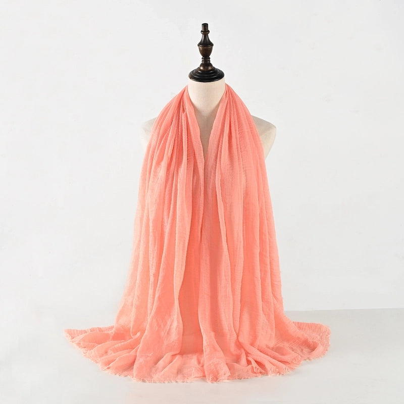 Women's Vacation Minimalist Solid Color Cotton Silk Scarf