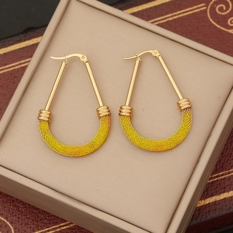 1 Pair Minimalist U Shape Circle Stainless Steel Plating Hoop Earrings