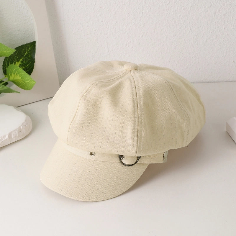 Women's Adults Minimalist Commute Solid Color Curved Eaves Newsboy Cap