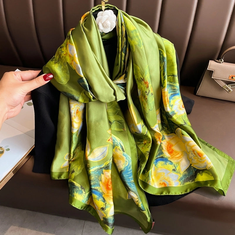 Women's Casual Elegant Minimalist Geometric Satin Silk Scarf