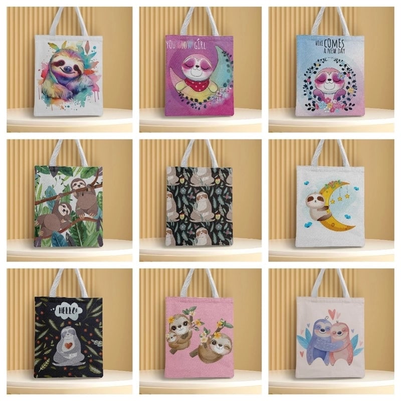 Women's Medium Canvas Animal Basic Classic Style Square Open Canvas Bag