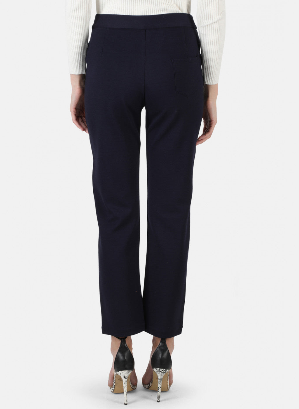 Women Navy Blue Solid Jegging