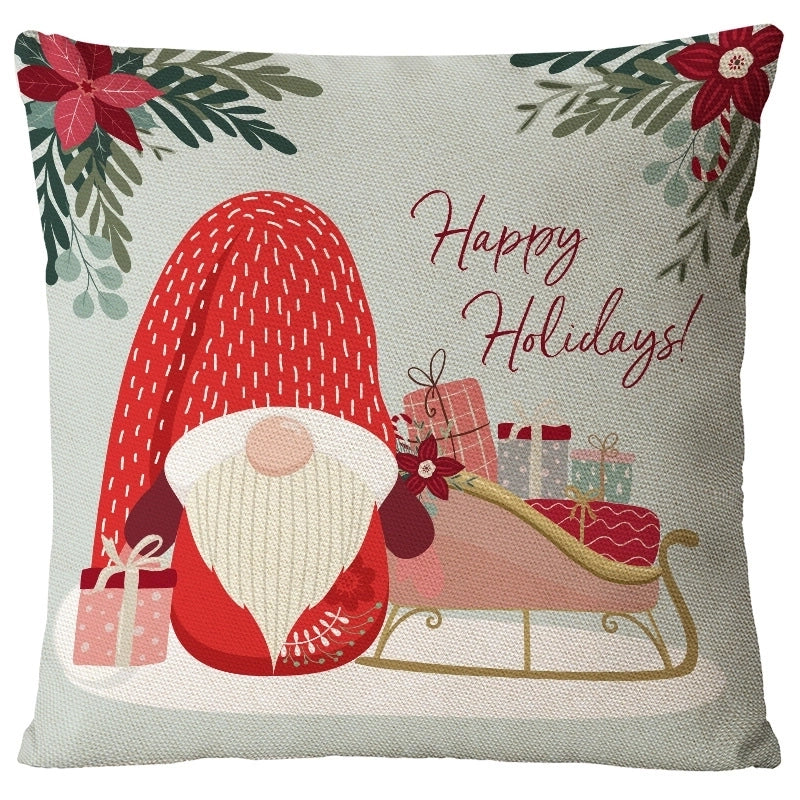 Christmas Glam Santa Claus Snowman Linen Pillow Cases Couch & Sofa Decor