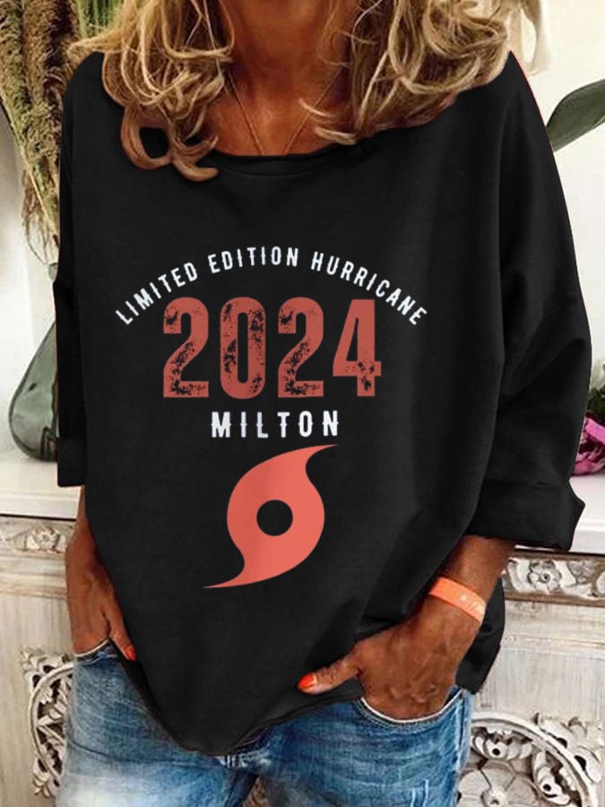 Women's Hurricane Milton Survivors Print Casual Sweatshirt