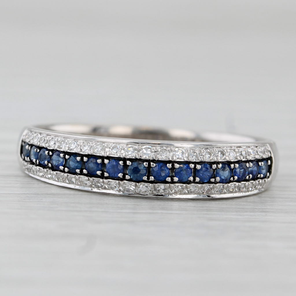 Effy 0.41ctw Sapphire Diamond Ring 14k White Gold Wedding Band Sz 9.25 Stackable