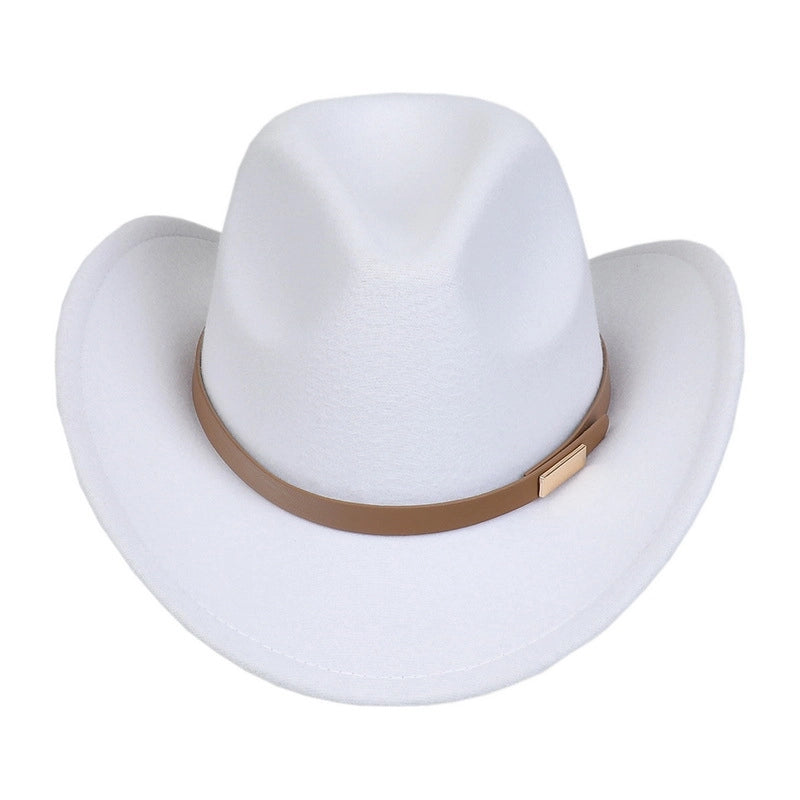 Tibetan Western Denim Top Hat Spring And Autumn New Jazz Hat Big Brim Five-pointed Star Belt Accessories Felt Hat For Men And Women