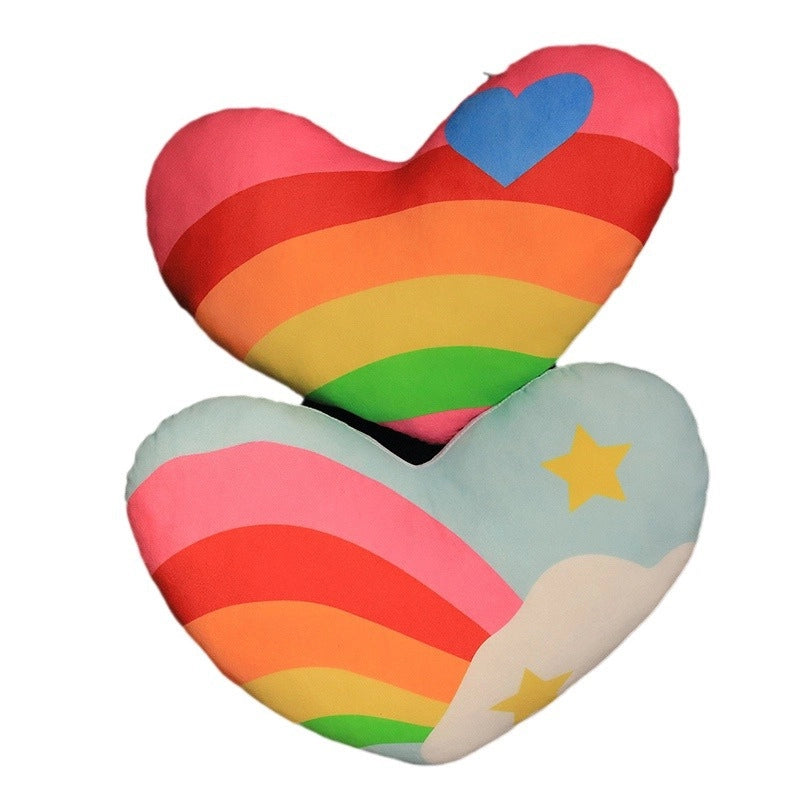 Cute Rainbow Star Heart Shape Plush Throw Pillow Couch & Sofa Decor