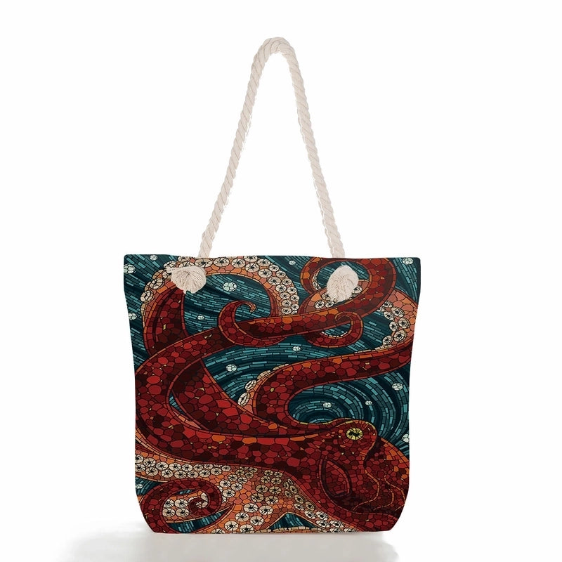 Women's Classic Style Tropical Canvas Shopping Bags