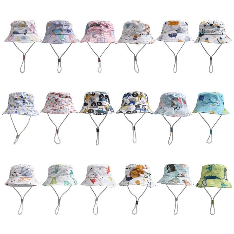 Children Unisex Casual Minimalist Dinosaur Flower Printing Bucket Hat