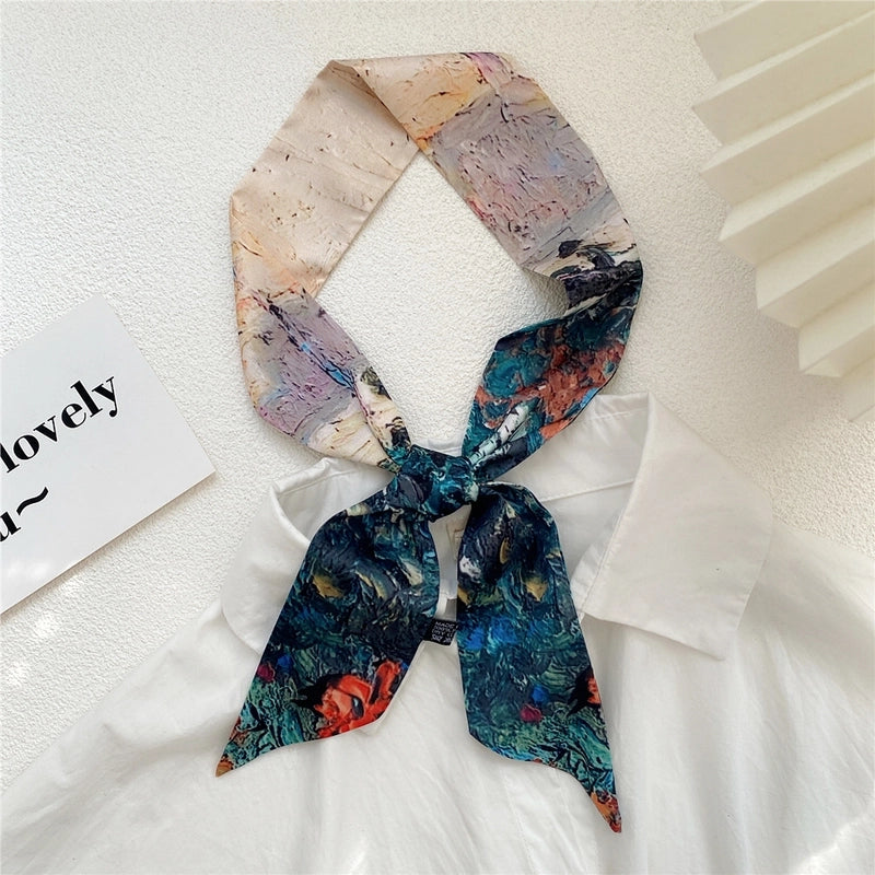 Women's Sweet Oil Painting Polyester Silk Scarves