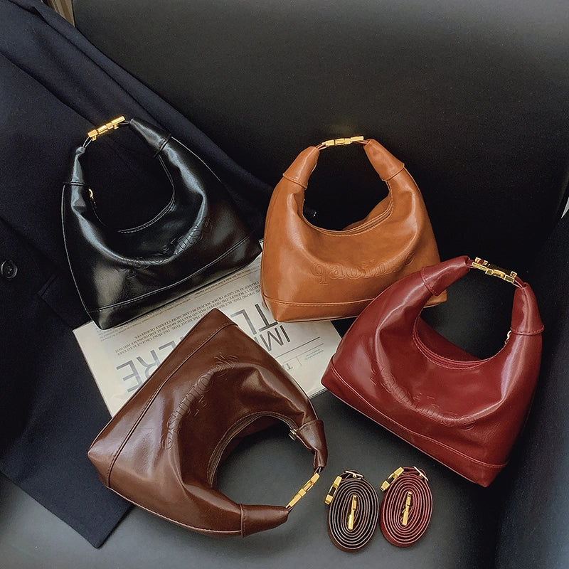 Women's Medium Pu Leather Solid Color Streetwear Dumpling Shape Zipper Crossbody Bag
