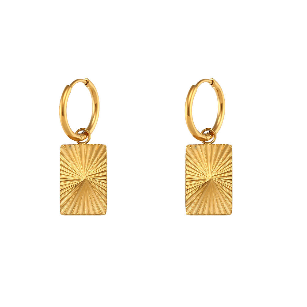 Fashion Quadrilateral Round Geometric Stainless Steel 18K Gold Plated Necklaces