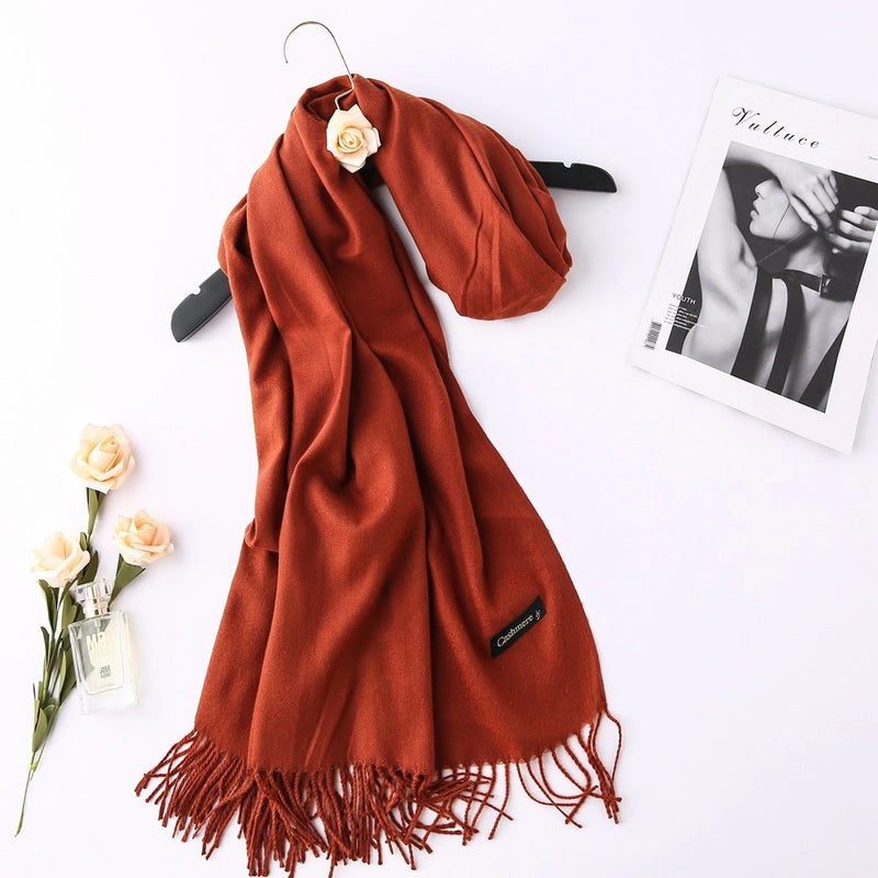 Solid Color 250g Cashmere Wool Scarf Short Thorn Lint Cashmere Warm Men's And Women's Autumn And Winter Shawls