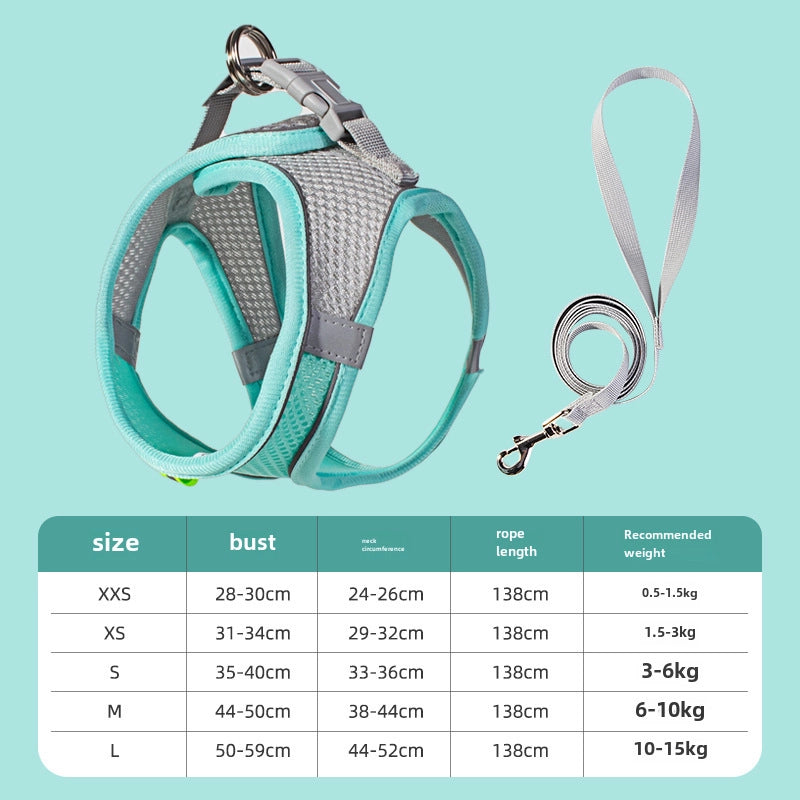 Dog Vest Leash Cat Small Dog Walking Dog Leash Teddy Out Anti-break Reflective Chest Strap