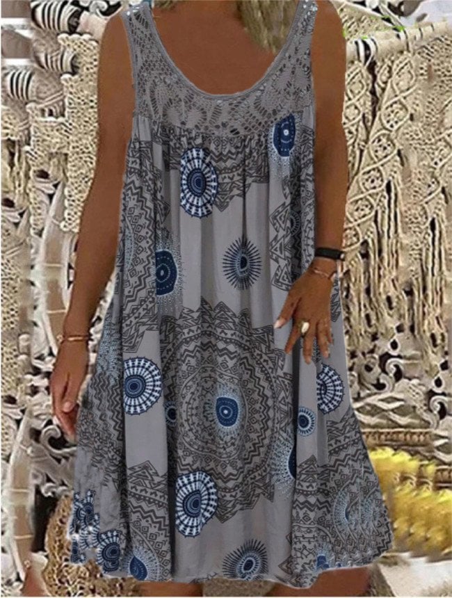 🔥HOT SAVE 49% OFF🔥Women Summer O-Neck Sleeveless Print Dress