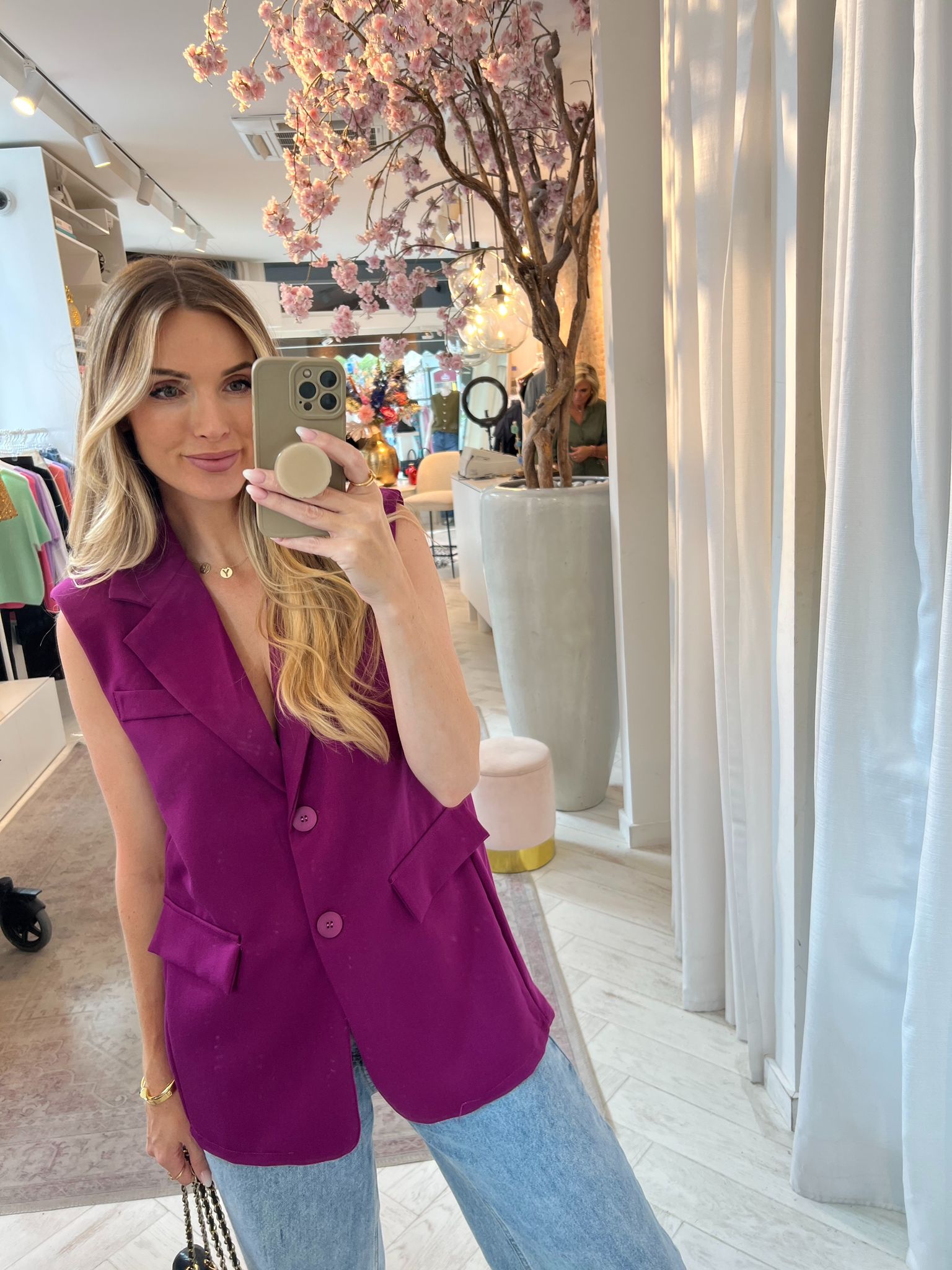 Celina gilet open back purple
