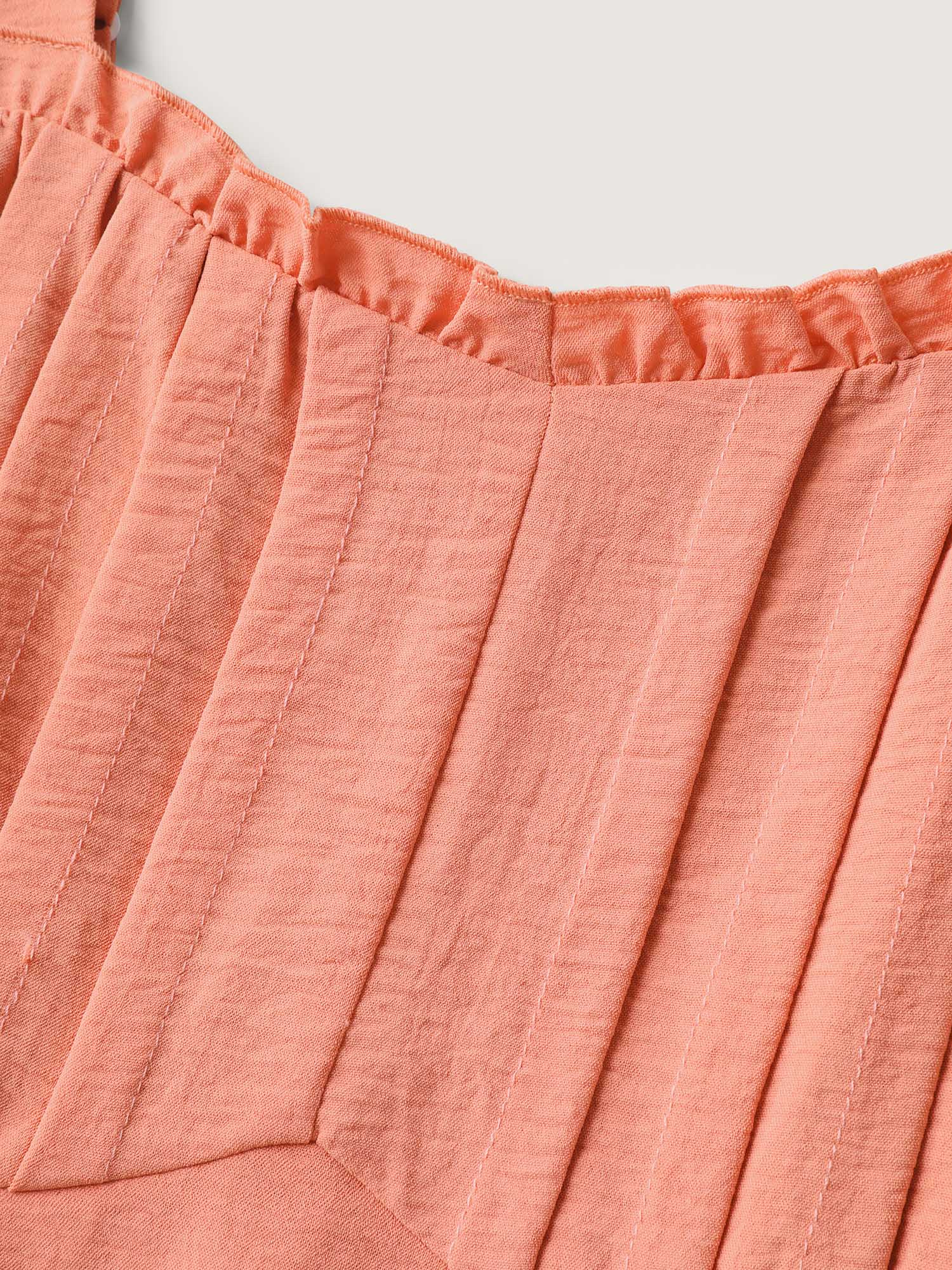 Adjustable Straps Pleated Pockets Midi Dress