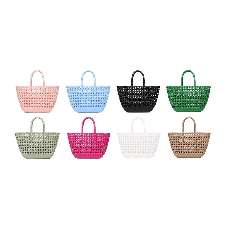 Women's Large PVC Solid Color Vacation Classic Style Bucket Open Handbag
