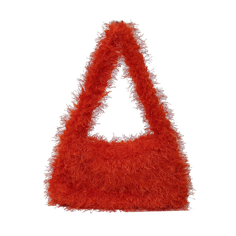 Autumn And Winter Cute Furry Portable Women's Bag Warm Furry Underarm Bag Korean Style Women's Popular One Shoulder Bag Fashion