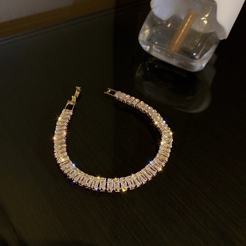 Minimalist Heart Shape Copper Inlay Zircon Bracelets