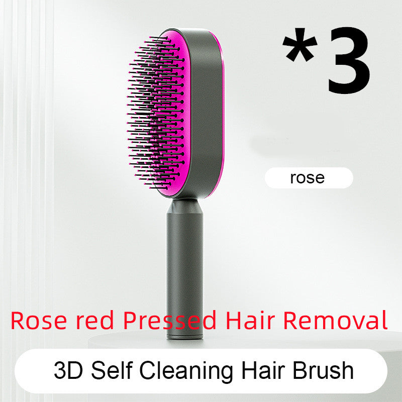 Self-cleaning hairbrush for women. One-button cleaning airbag to prevent hair loss