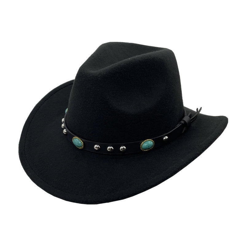 Men's And Women's Felt Top Hat Curling Emerald Sun Hat Cowboy Hat Sun Protection Fashion Hat