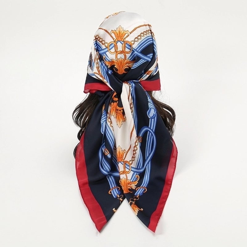 Women's Ethnic Style Sweet Color Block Satin Printing Scarf