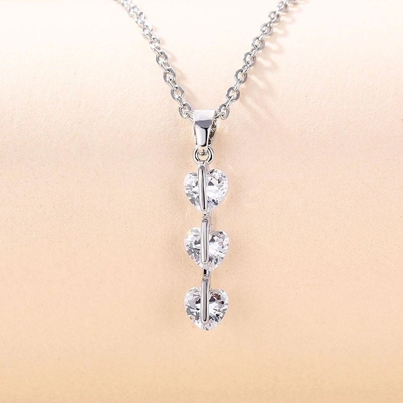 Stainless Steel White Gold Plated Elegant Plating Inlay Round Flower Butterfly Zircon Pendant Necklace