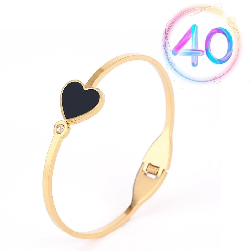 2 Pieces Fashion Geometric Stainless Steel Plating Zircon Bangle