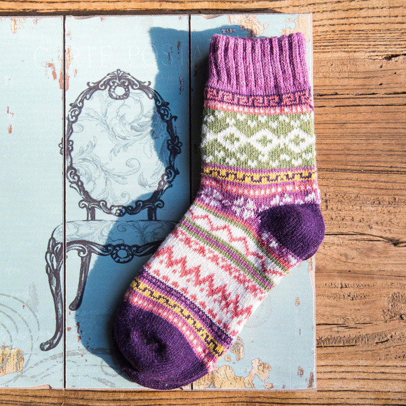 Soft Warm Retro Tribal Geometry Socks