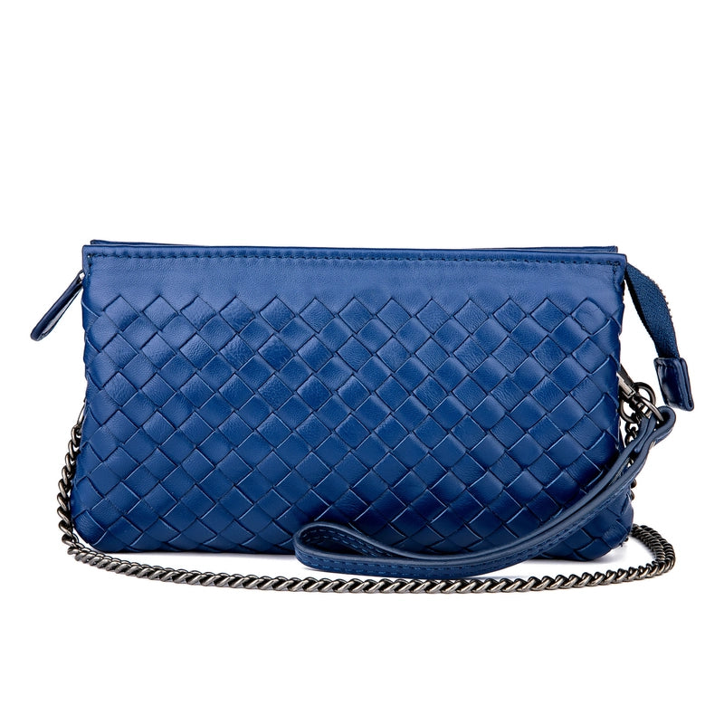 Women's Medium Leather Solid Color Vintage Style Classic Style Weave Square Zipper Crossbody Bag