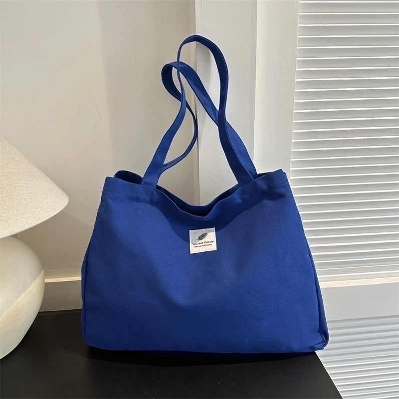Women's Canvas Solid Color Basic Square Zipper Shoulder Bag