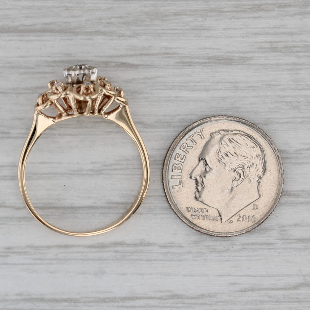 Vintage Diamond Cluster Ring 10k Yellow Gold Size 7
