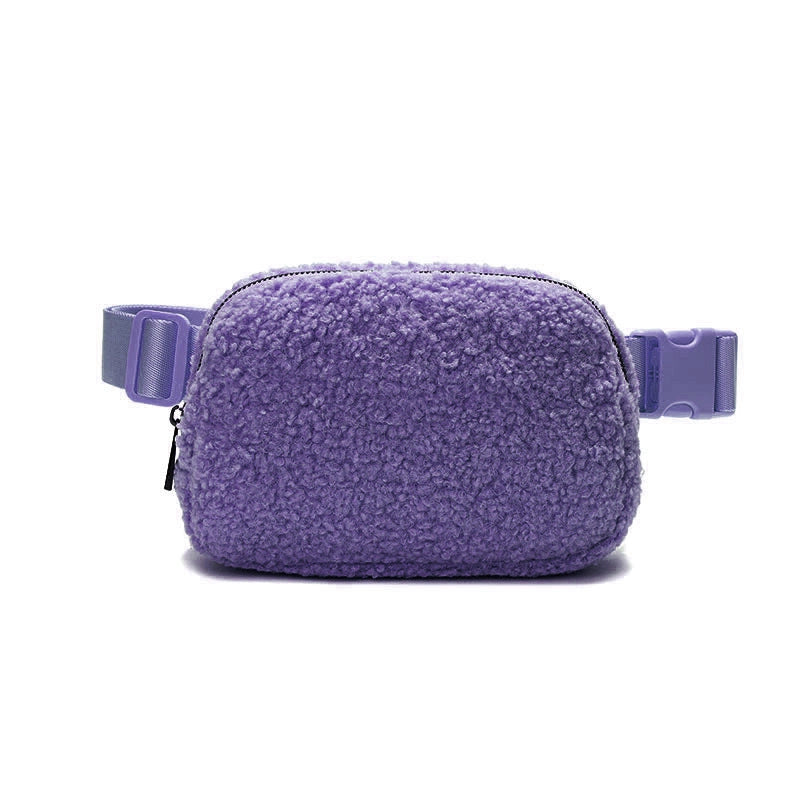 Winter Lambswool Waist Bag Sports Chest Bag Messenger Bag Outdoor Sports Bag Unisex Versatile
