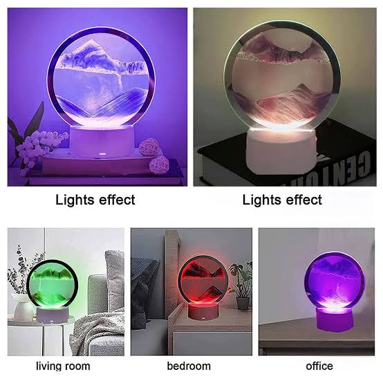 10cmx16x20cm ~ 3D LED desktop lamp flowing sand decor piece