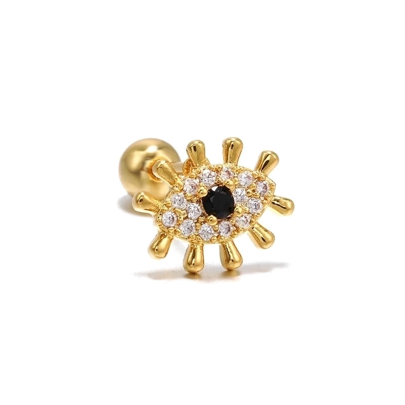 Fashion Geometric Brass Plating Zircon Ear Studs 1 Piece