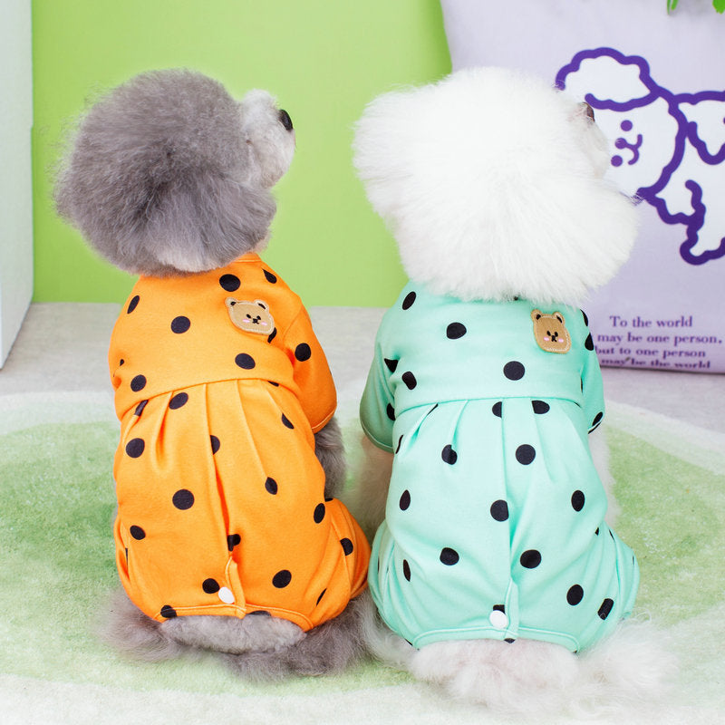 Belly Protecting Polka Dot Dog Jumpsuits