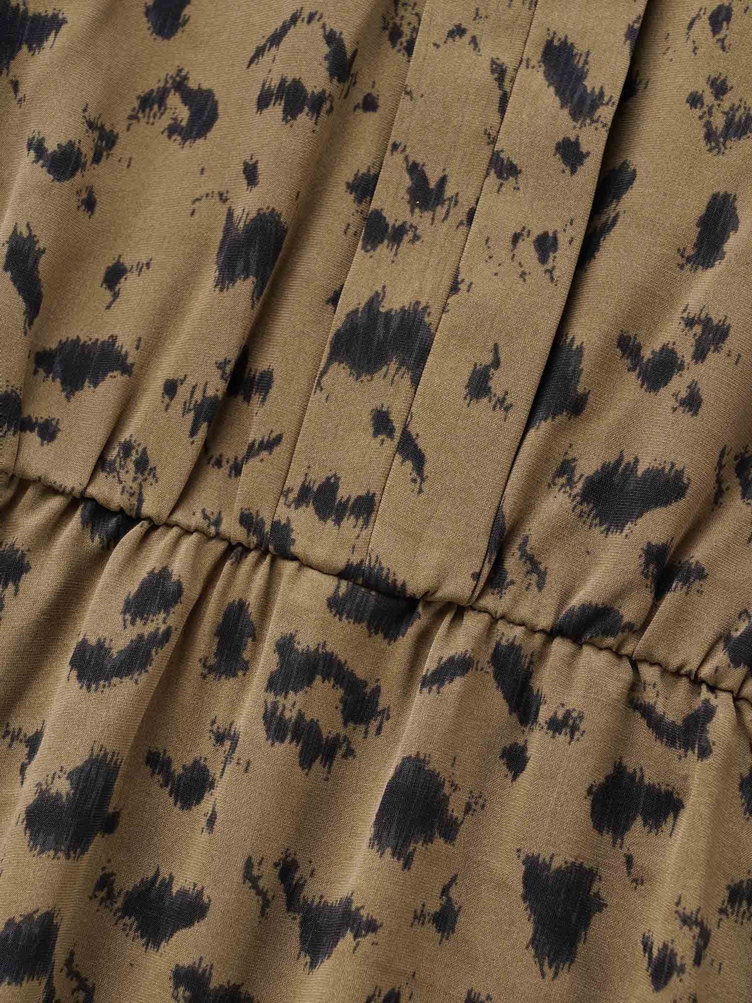 Leopard Print Notched Pocket Belted Dress