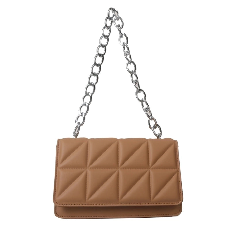 Women's Pu Leather Solid Color Basic Square Flip Cover Shoulder Bag Underarm Bag