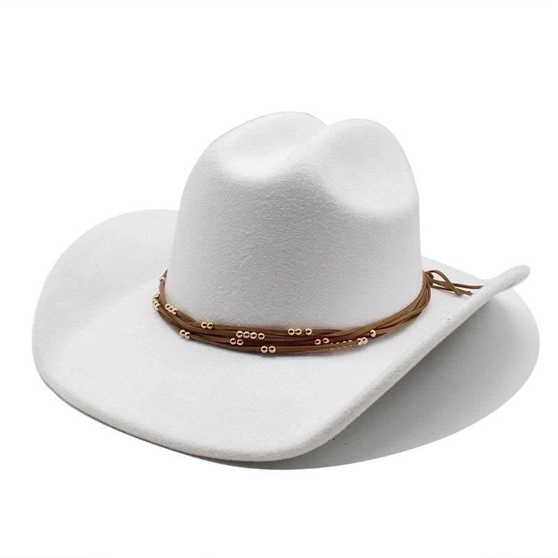 Unisex Retro Cowboy Style Tassel Big Eaves Fedora Hat