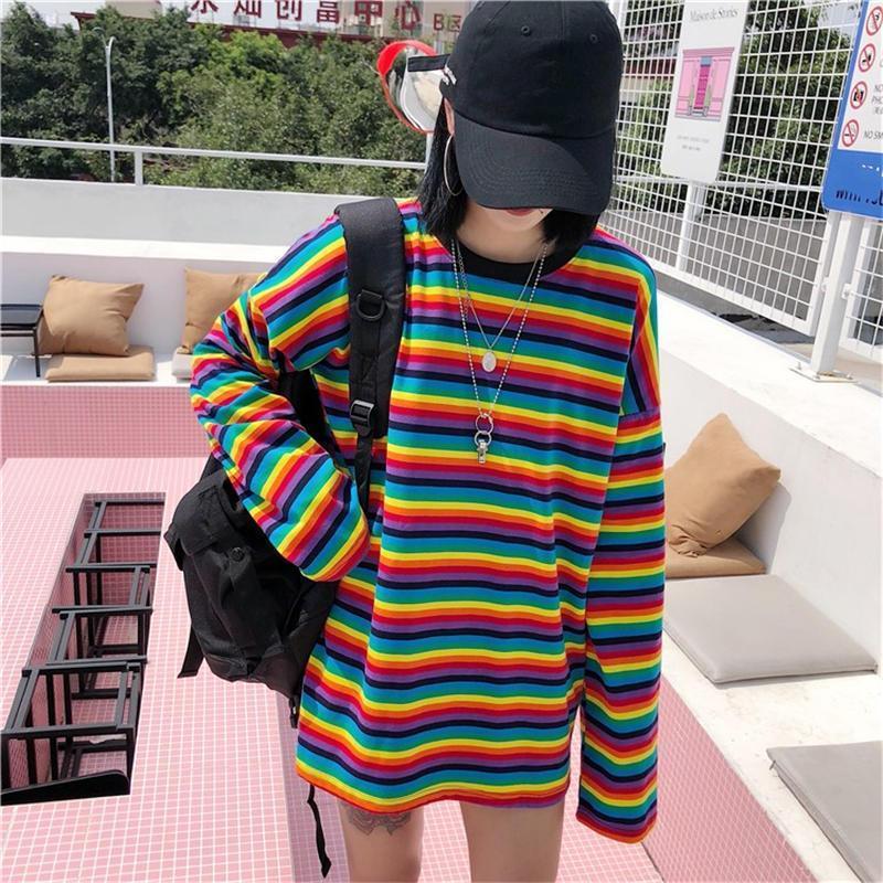 Rainbow Striped Long Sleeve Shirt