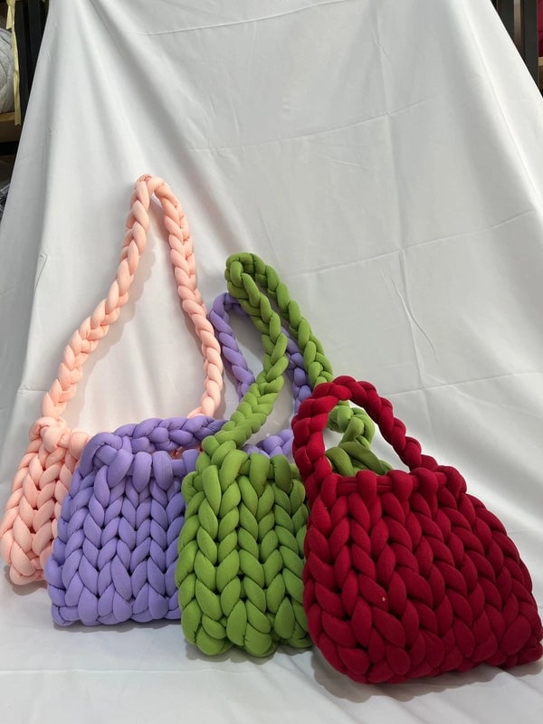 New Thick Ice Island Thread Woven Bag Diy Hand-woven Bag Filling Core Yarn Shoulder Bag